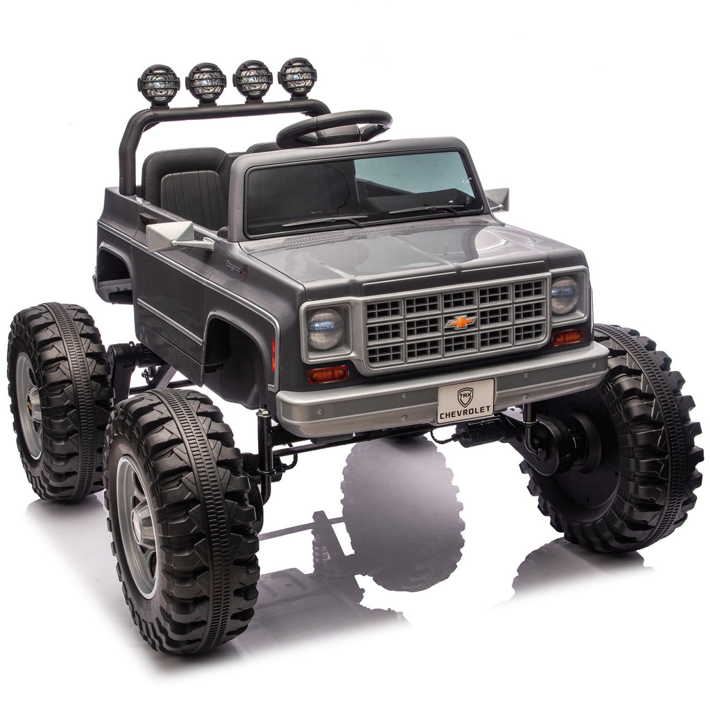 Sunnyfree Upgraded 4WD Chevrolet Cheyenne 24 Volt Ride on Toys, Electric Car for Kids, Power Truck Wheels with Remote, Bluetooth, USB, LED Lights, Black