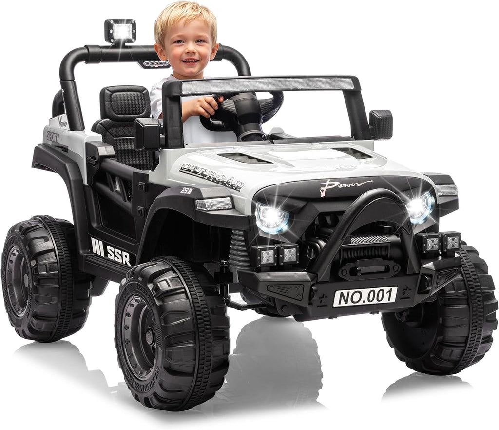 12V Electric Ride-On Truck, 4-Wheel Ride-On Car with Parent Remote Control, Dual 35W Motors, Spring Suspension, 3 Speeds, Bluetooth, LED Lights