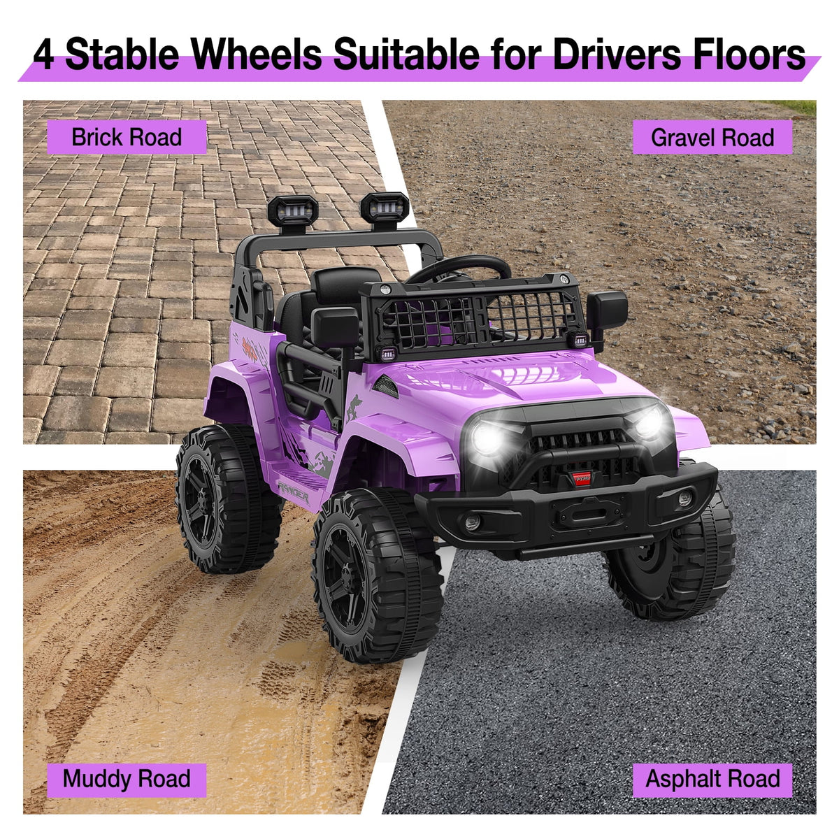12V Kids Electric Ride-On Truck – Parental Remote Control, Seasonal Suspension, LED Lights, Wireless Connection, 2 Speeds, Standard Test Method Certified, Off-Road Toy Car