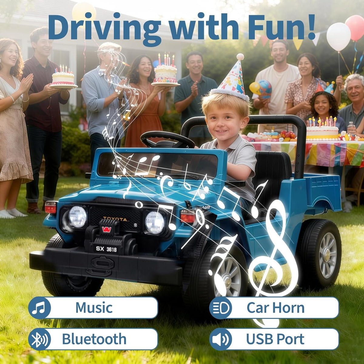 12V Licensed Toyota Ride-On Pickup Truck, Electric Ride-On Car with Remote Control, Lift-Up Dump Bed, Suspension, Bluetooth, Music, 3.73 MPH