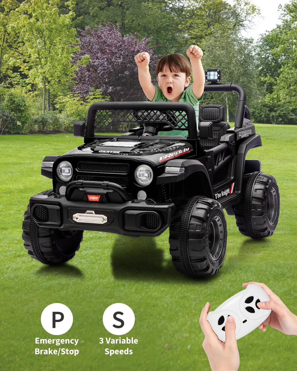 12V Kids Ride-On Truck – Dual 550W Motors, Remote Control, 3-Speed up to 6MPH, Spring Suspension, LED Lights, Music, Safety Belt, Storage – Electric Toy Car for Kids Ages 2-8 – Rose Red