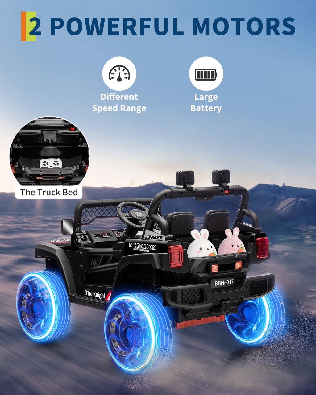12V Kids Ride-On Truck – Dual 550W Motors, Remote Control, 3-Speed up to 6MPH, Spring Suspension, LED Lights, Music, Safety Belt, Storage – Electric Toy Car for Kids Ages 2-8 – Rose Red