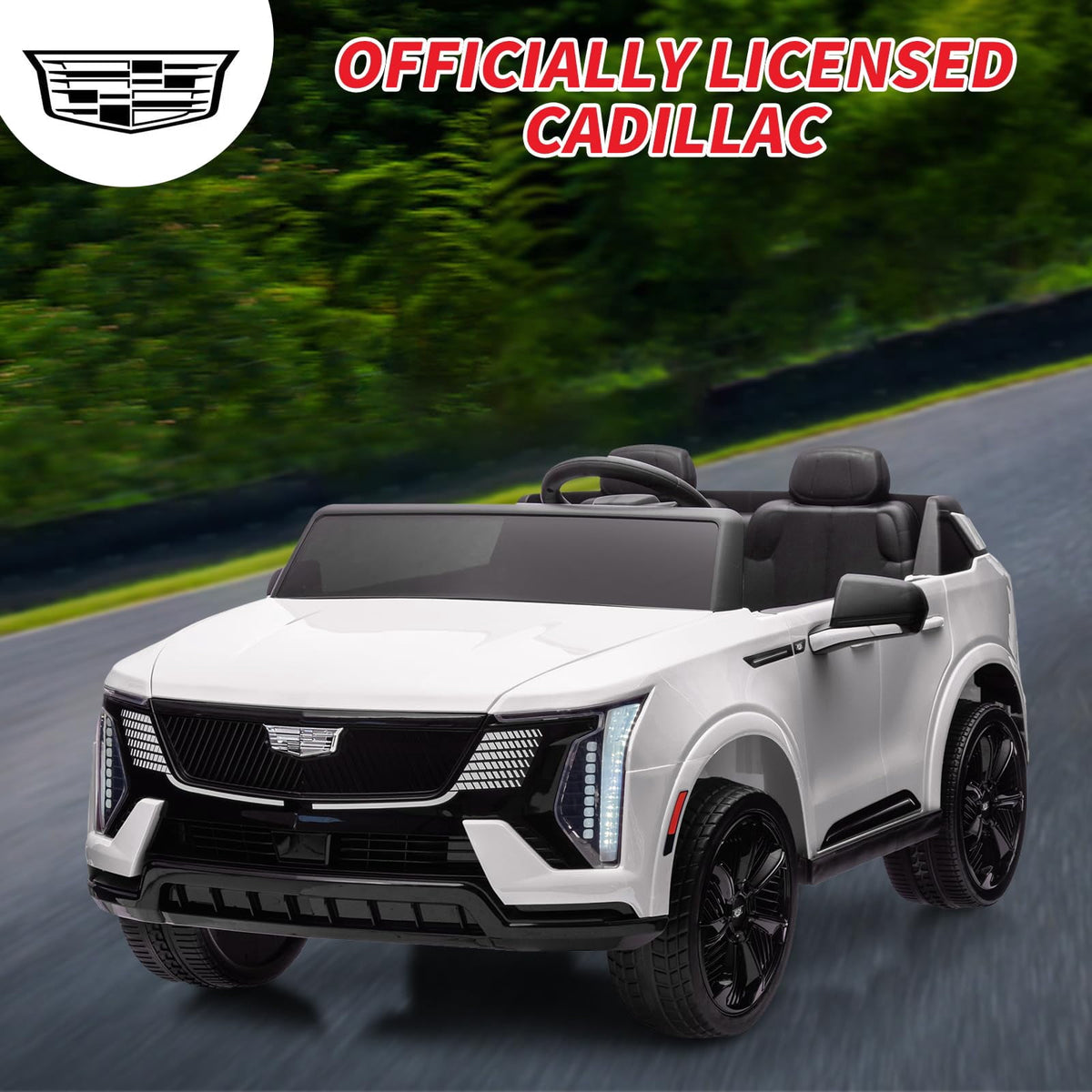 2 Seater Ride on Car for Kids 24V Licensed Cadillac Electric Car Toy Toddlers Battery Powered Ride on Truck with 2.4G Remote Control, Full-Wheel Suspension, Music, LED Lights, Blue