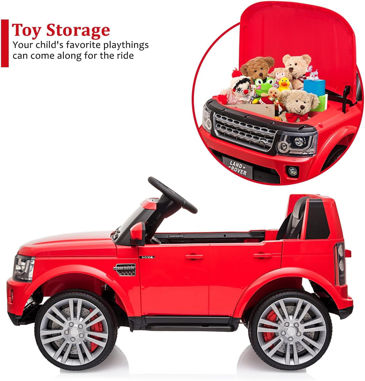 12V Licensed Land Rover Ride-On Car, 2x25W Motors, 4.5Ah Battery, 3 Speeds up to 4.5 MPH, Parent Remote, Spring Suspension, LED Lights