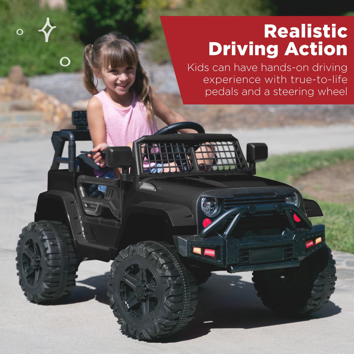 Best Choice Products 12V Kids Ride On Truck Car w/ Parent Remote Control, Spring Suspension, LED Lights - Hot Pink