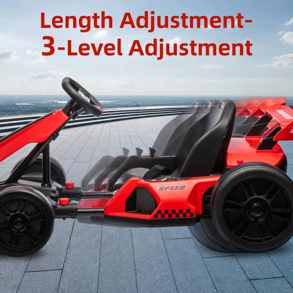 TROPOW Kids Cars Electric Ride On,24V Kids Go Kart,300W Powerful Electric Drift Kart Car with Adjustable Seat,IDE On Toy with 4 Speed Mode,Brake Pedal for Age 6-12,Christmas Gift for Kids,Gray