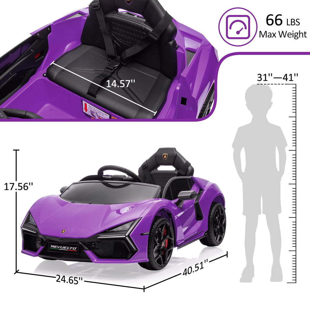 Towallmark 12V Ride On Car for Kids, Licensed Lamborghini Revuelto Electric Vehicle, Battery Powered Sports Car Toy for Boys & Girls,Kids Christmas Gifts