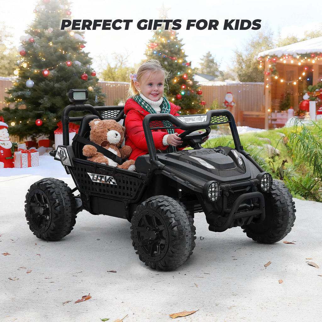 Farmdex 24V Ride on Car Truck, 2 Seater Electric UTV w/Remote Control, 21.5" Spacious Seat Ride on Toy for Kids Aged 3-10, Music, Storage, LED Light, Blue