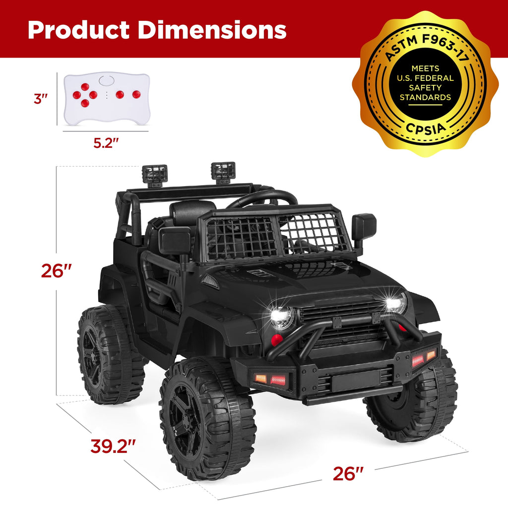 Best Choice Products 12V Kids Ride On Truck Car w/ Parent Remote Control, Spring Suspension, LED Lights - Hot Pink