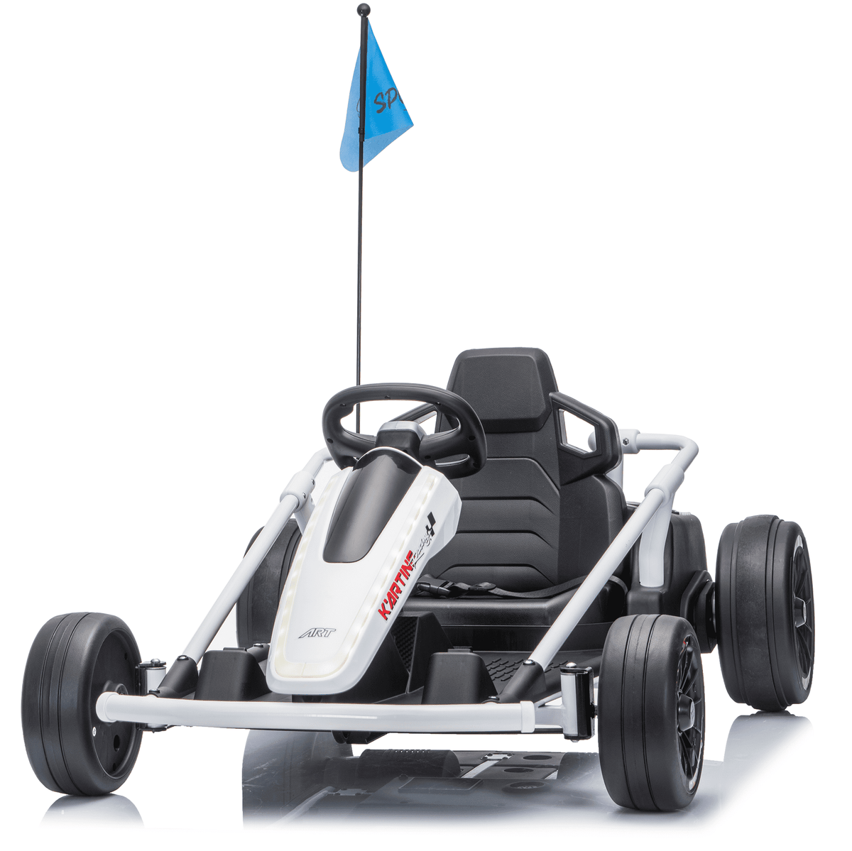 Sunnyfree 24 Volt Ride on Toys for Kids, 14Ah Electric Go Kart with Remote Control, 5–10 MPH, Drift Function, 2×200W Motors, Bluetooth Music, LED Lights, Seat Belt, Blue