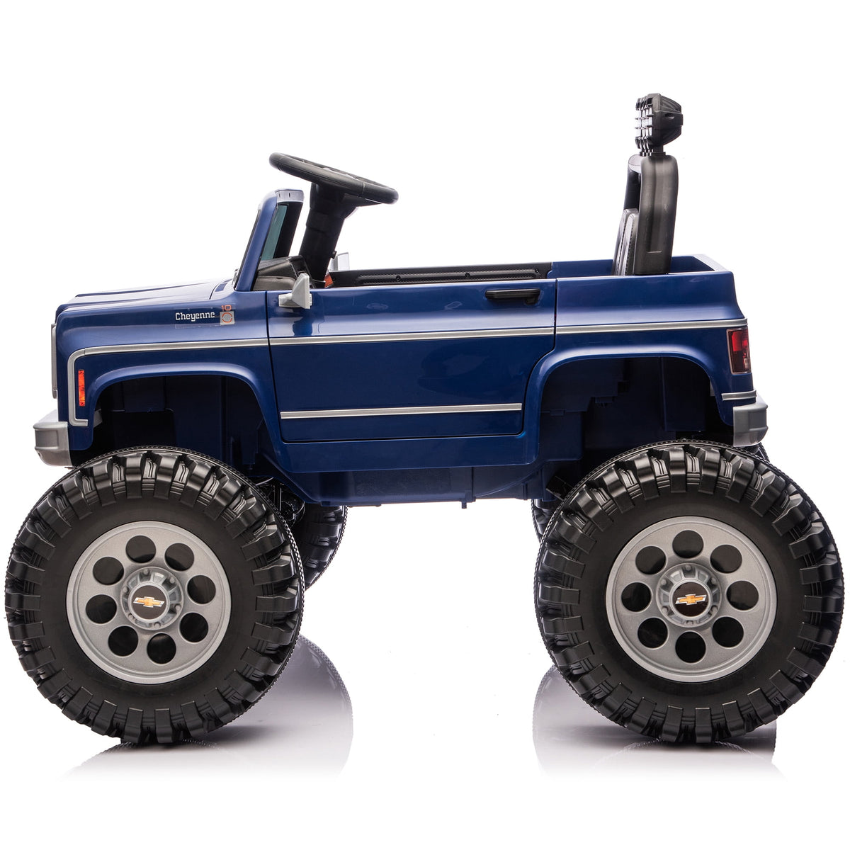Sunnyfree 4WD Chevrolet Cheyenne 24 Volt Ride on Toys, 2 Seater Power Truck Wheels with Remote, Bluetooth, USB, LED Lights, Blue