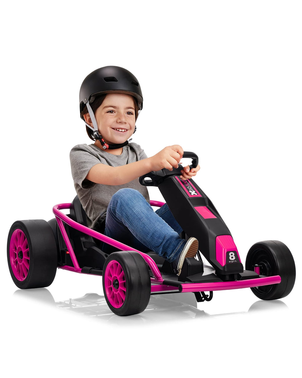 24V Electric Go Kart for Kids 8-12 - Dual 300W Motors, 9Ah Battery, 8MPH High-Speed Drifting, Slow Start, Full Metal Frame, Music, Horn, Power Display, Max Load 155Lbs, Ride-On Toy - Brown