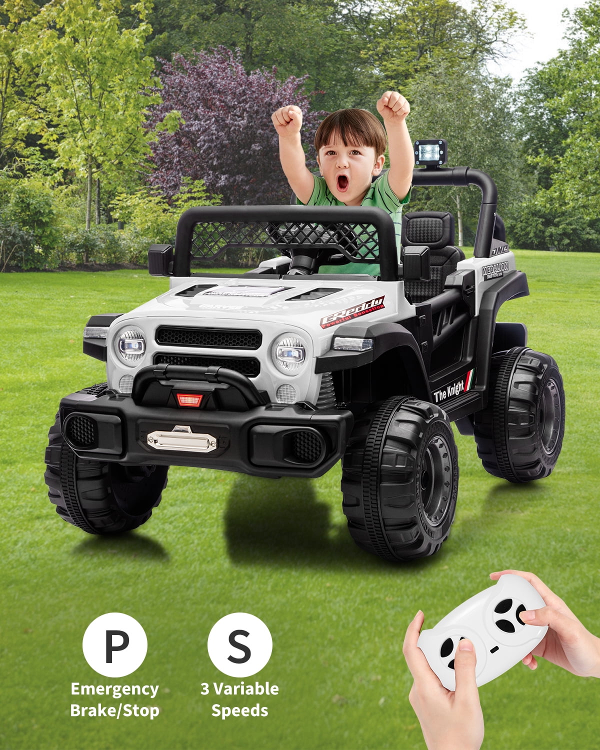 12V Kids Ride-On Truck – Dual 550W Motors, Remote Control, 3-Speed up to 6MPH, Spring Suspension, LED Lights, Music, Safety Belt, Storage – Electric Toy Car for Kids Ages 2-8 – Rose Red