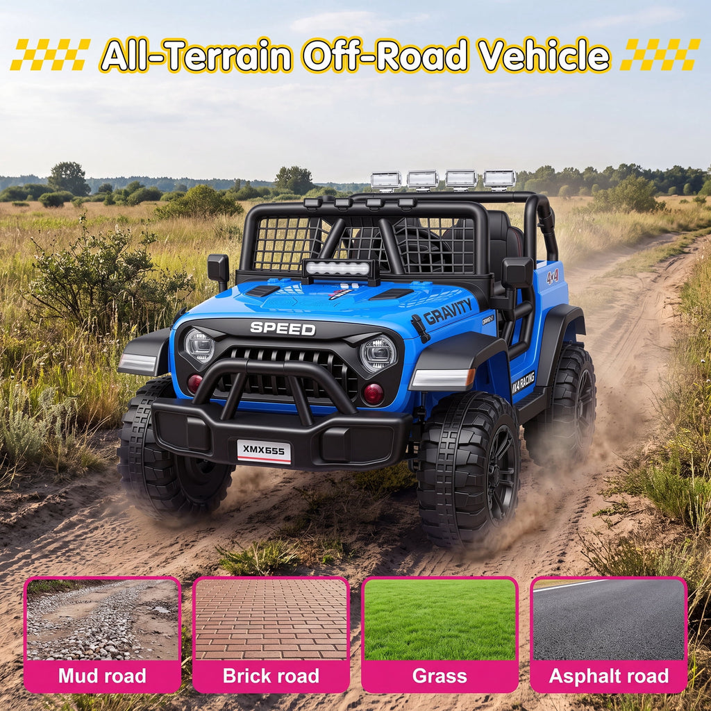 Farmdex 24 Volt 2 Seater Electric Truck Car for Kids, 400W Ride on Cars with Remote Control, Color Led Lights, Bluetooth Music, Spring Suspension,Powered Ride On Toys Gift for Boys & Girls