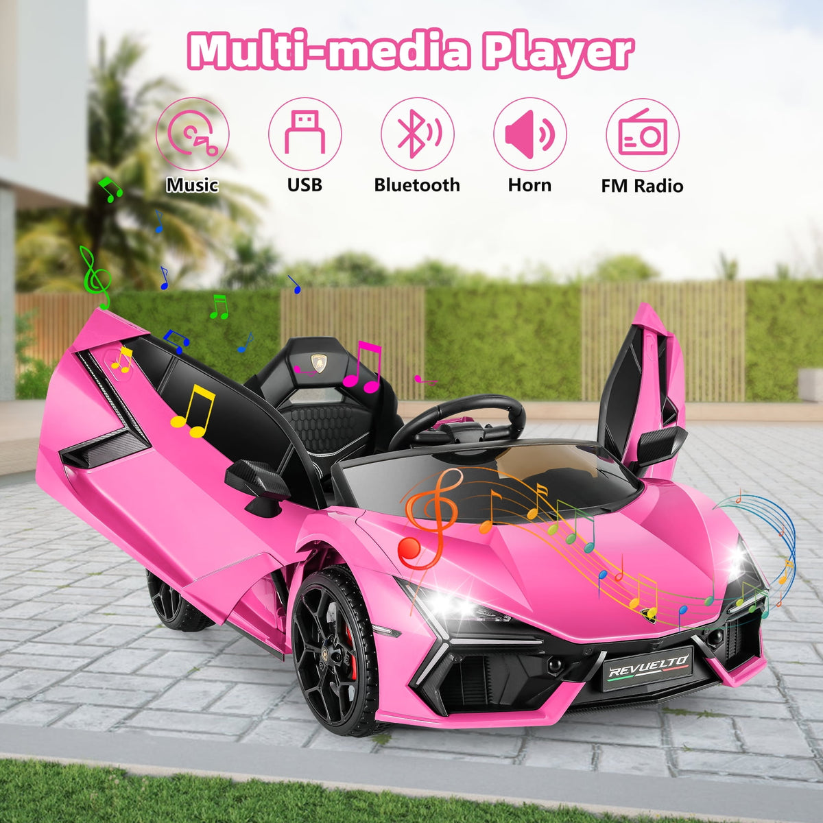 Funcid 24 Volt Ride on Toys, 2-Seater Ride on Cars with Remote Control, 400W Electric Car for Kids, Ride on UTV w/ Bluetooth, MP3, Seat Belts, Volume Adjustment, Suspension, Green