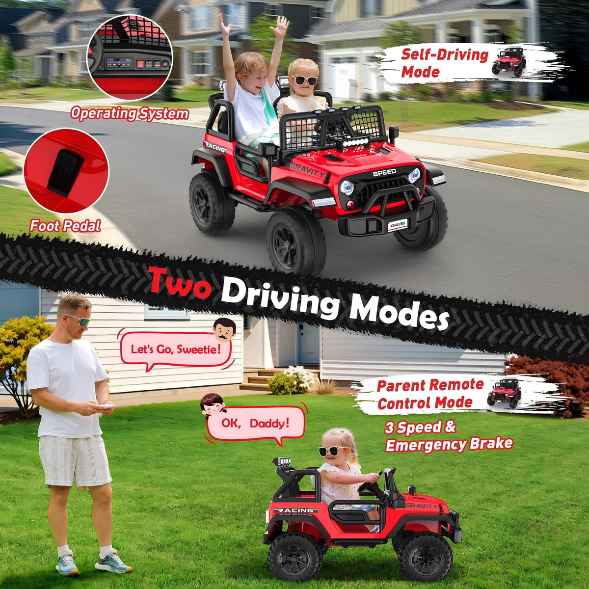 Funcid 24 Volt Ride on Toys with Remote Control, 400W 2-Seater Ride on Cars with Colored LED Lights & Battery Indicator, Electric Car for Kids w/ Bluetooth, Light Control, Volume Knob, Pink
