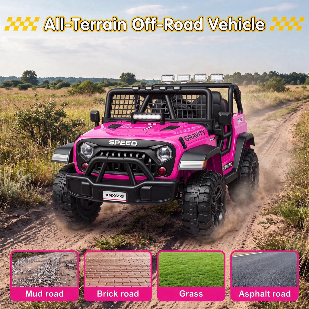 Farmdex 24 Volt 2 Seater Electric Truck Car for Kids, 400W Ride on Cars with Remote Control, Color Led Lights, Bluetooth Music, Spring Suspension,Powered Ride On Toys Gift for Boys & Girls