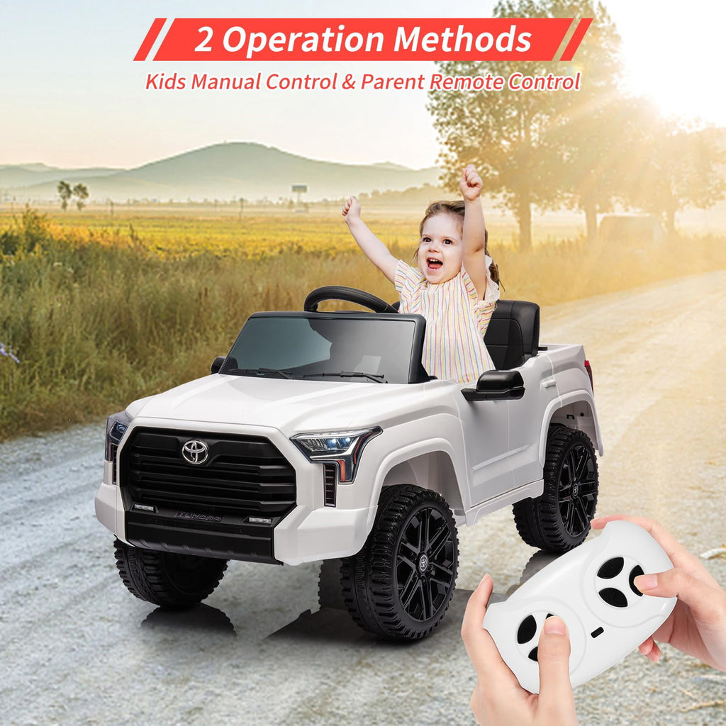 TROPOW Kids Cars Electric Ride On,12V Ride on Car for Kids,Licensed Toyota Ride on Truck,Battery Powered Electric Car with Remote Control,MP3,LED Lights,Suspension System,Double Doors,Pink