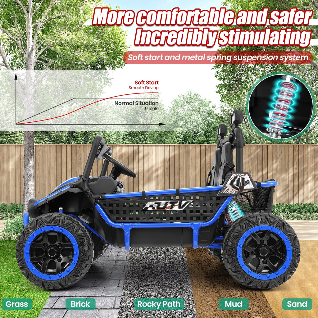 VIBESPARK XXL 24V Ride on Toys for Big Kids Ages 3-8, Key Start Metal Frame UTV with Power Display, 7AH Ride on Cars w/ 150W Motors, Bluetooth, Volume Knob, Safety Belt, Max 5mph, Pink
