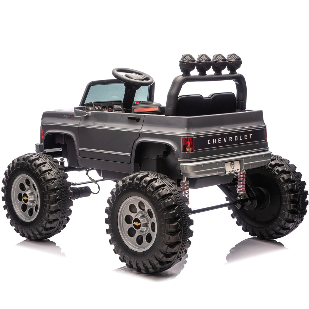 Sunnyfree Upgraded 4WD Chevrolet Cheyenne 24 Volt Ride on Toys, Electric Car for Kids, Power Truck Wheels with Remote, Bluetooth, USB, LED Lights, Black