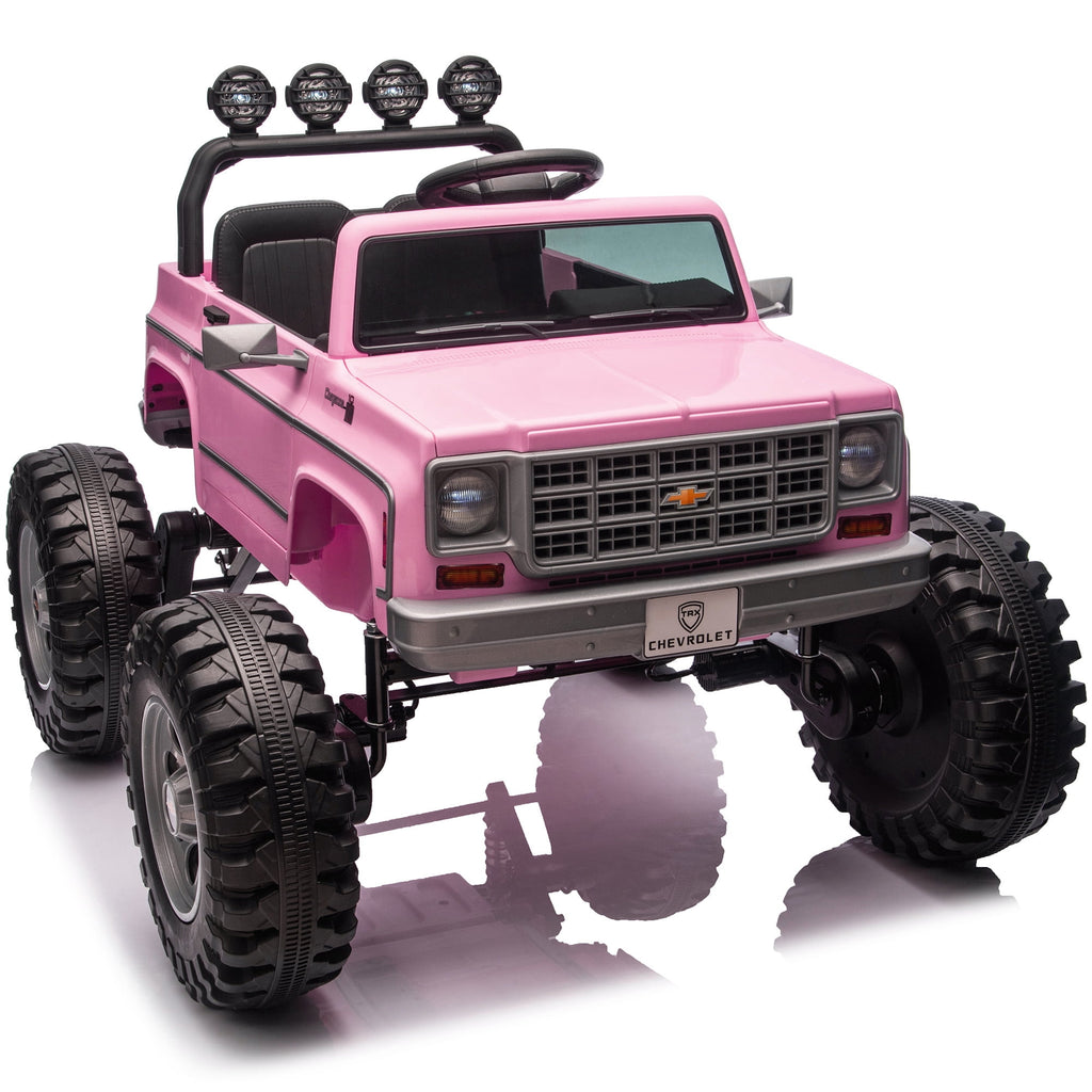 Sunnyfree 4WD Chevrolet Cheyenne 24 Volt Ride on Toys, 2 Seater Power Truck Wheels with Remote, Bluetooth, USB, LED Lights, Blue