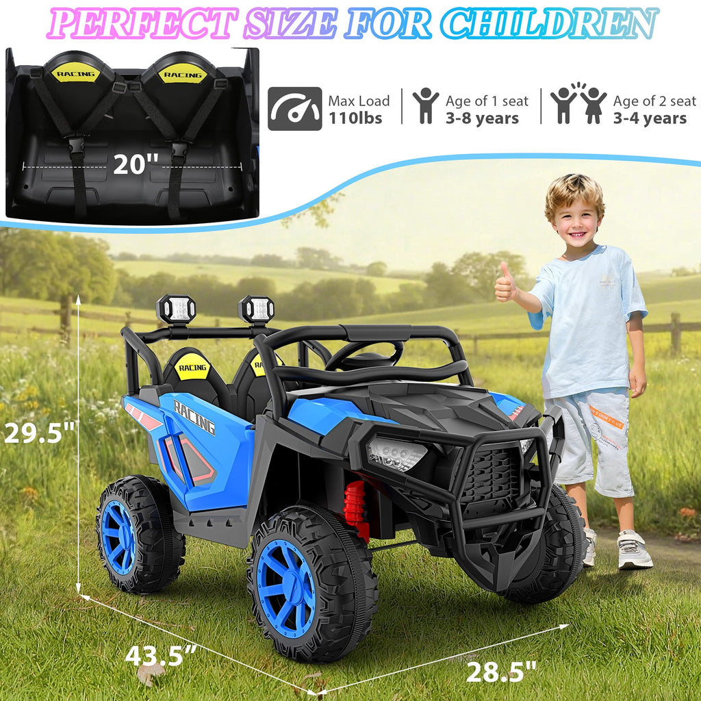 Funcid 24 Volt Ride on Toys, 2-Seater Ride on Cars with Remote Control, 400W Electric Car, Ride on UTV w/ Bluetooth, MP3, Seat Belts, Volume Adjustment, Suspension, Pink