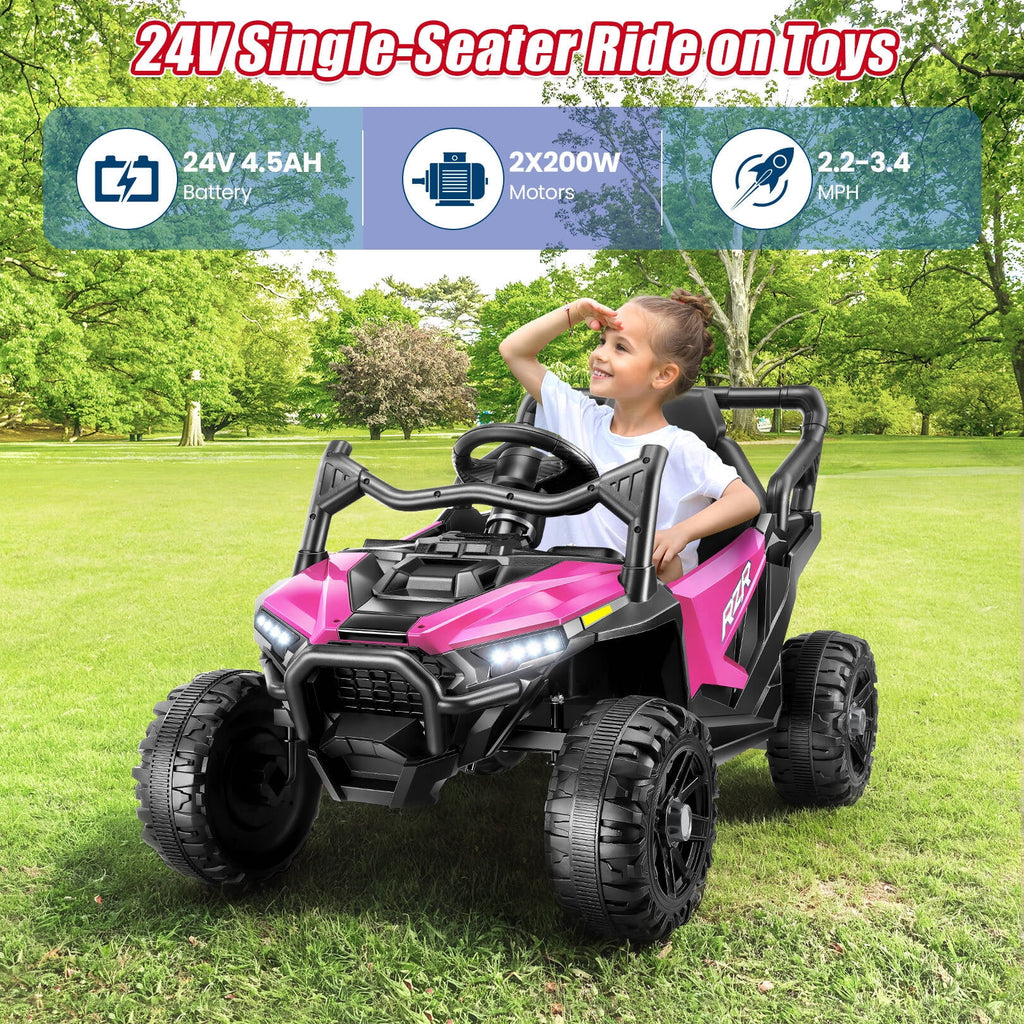 VIBESPARK 24V Ride on Toys for Kids, Ride on Cars with Remote Control, Powered Ride on Electric Car w/ Bluetooth, Music Player, LED Lights, Blue