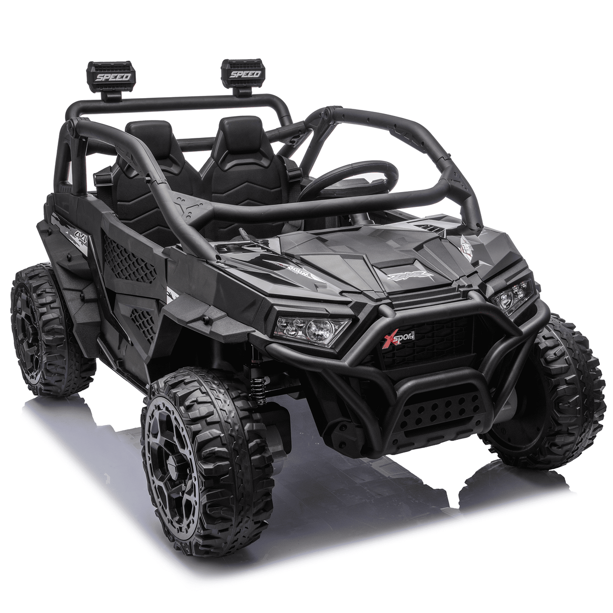 Sunnyfree 24 Volt Ride on Toys for Kids, 4WD 2 Seater Electric UTV Ride on Car with 800W Powerful Motors, Remote Control, Power Car Wheels, Four-Wheel Suspension, Bluetooth Music, LED Lights, Black
