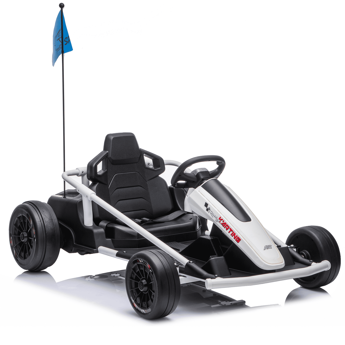 Sunnyfree 24 Volt Ride on Toys for Kids, 14Ah Electric Go Kart with Remote Control, 5–10 MPH, Drift Function, 2×200W Motors, Bluetooth Music, LED Lights, Seat Belt, Black