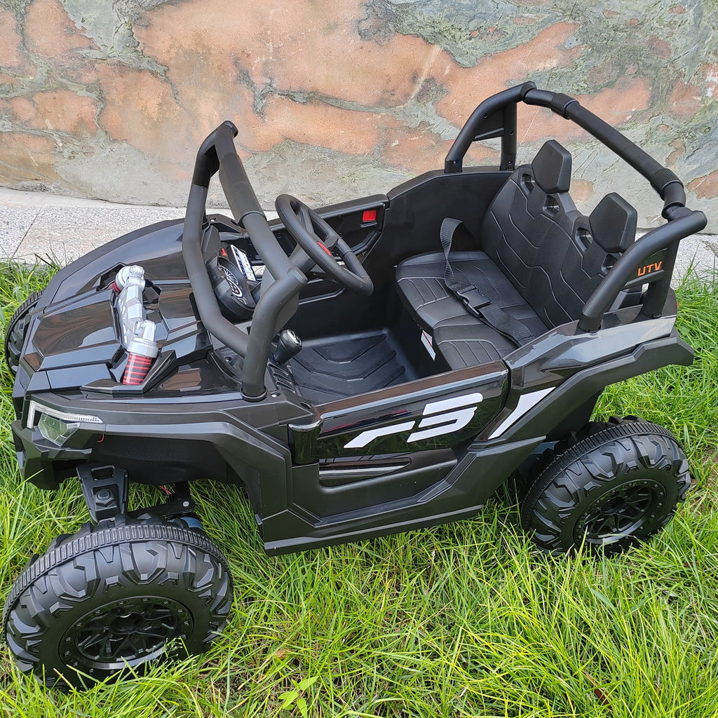 Sunnyfree 24 Volt Ride on Toys, 4WD Electric Car for Kids, Power Car Wheels with Remote Control, Bluetooth, Spring Suspension, LED Light, Pink