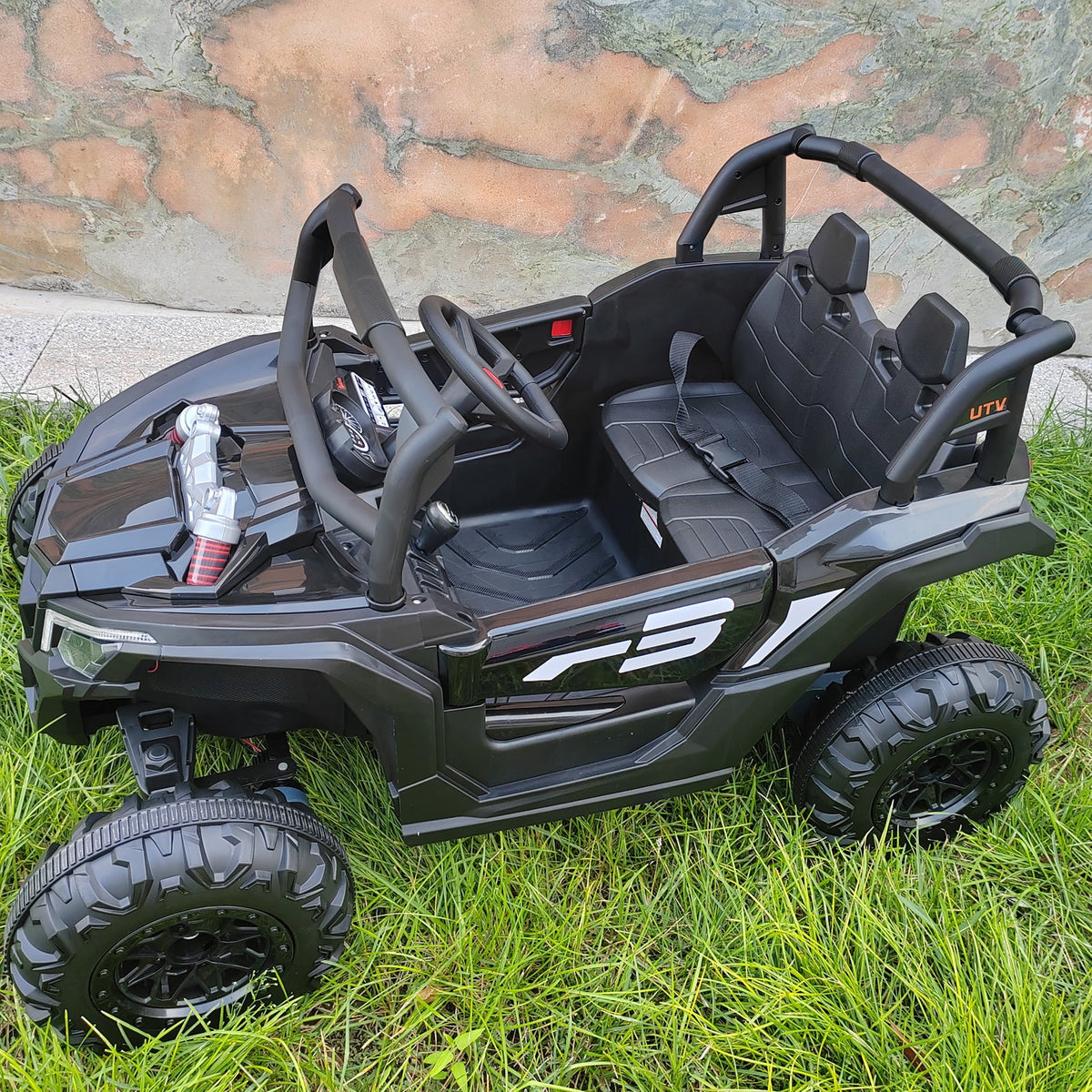 Sunnyfree 24 Volt Ride on Toys, 4WD Electric Car for Kids, Power Car Wheels with Remote Control, Bluetooth, Spring Suspension, LED Light, Pink