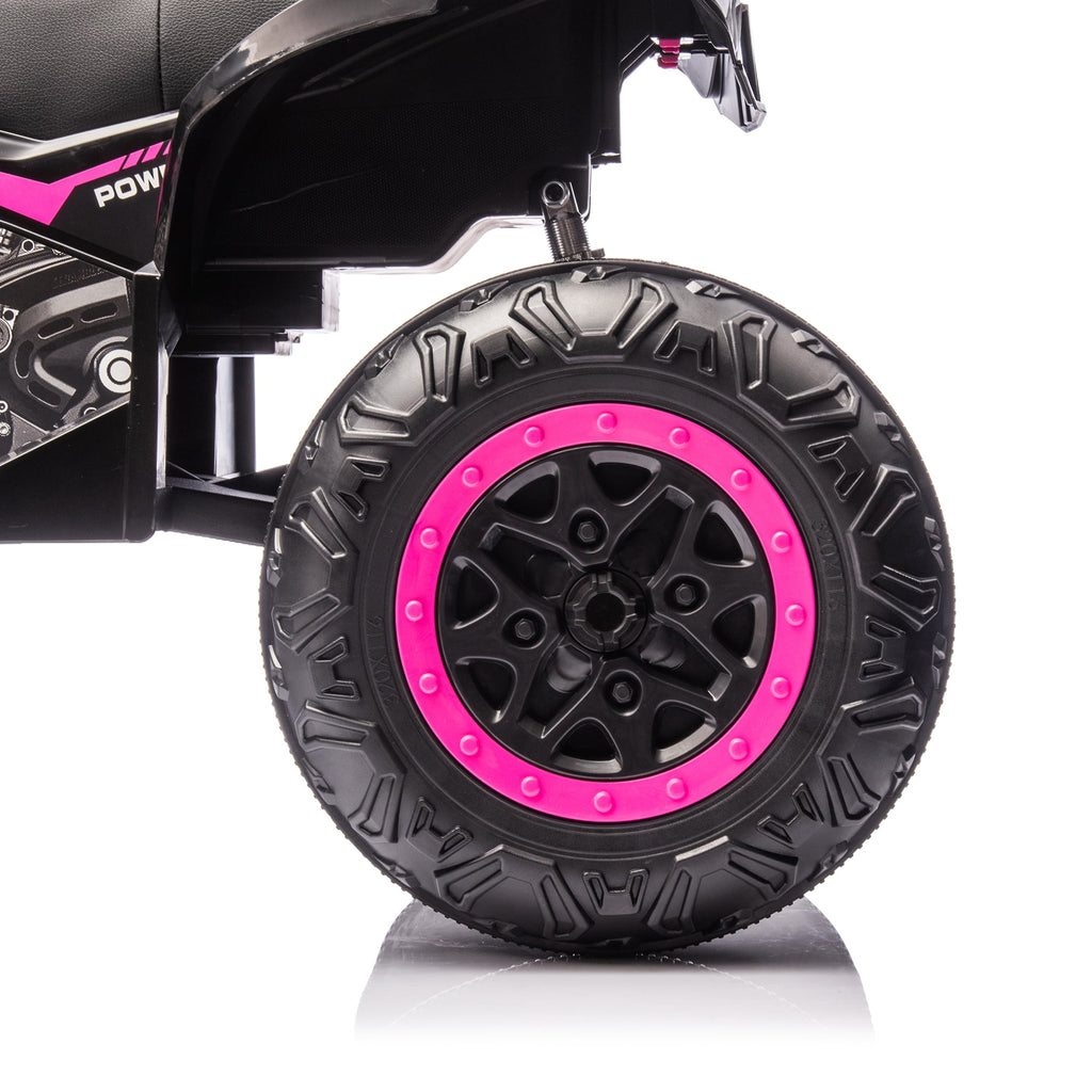 24V 2 Seater 4WD Ride on Toys ATV for Kids 4*200W 4-Wheeler Quad w/ MP3 LED Lights Music, Green
