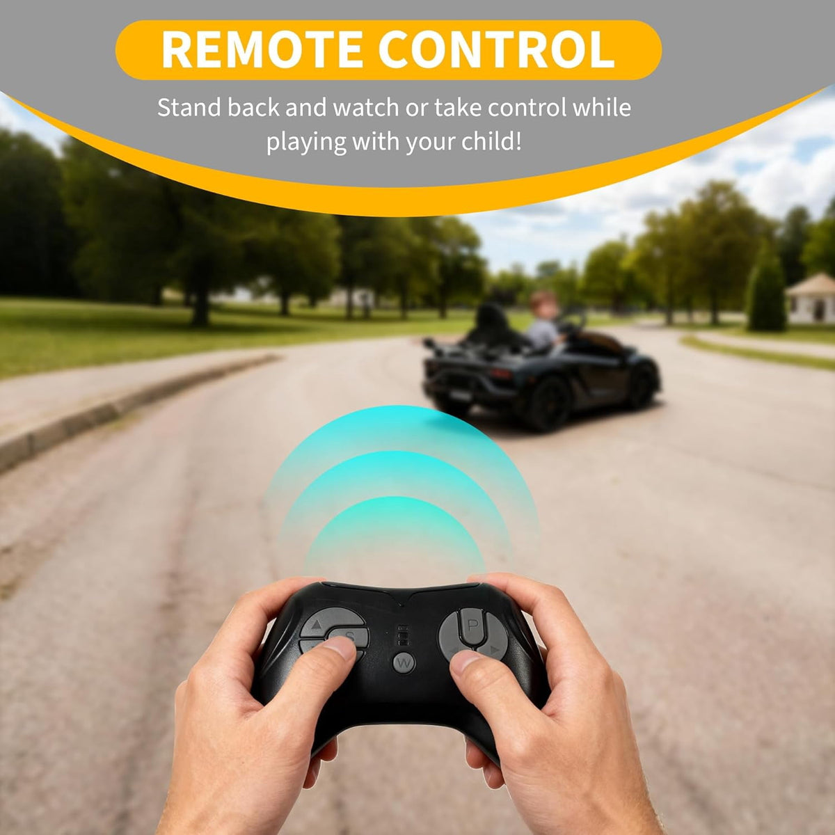 12V Licensed Sports Car Ride On Vehicle with Remote Control, Electric Ride On Car with Bluetooth, Hydraulic Swing Doors, LED Lights, Dual 25W Motors, USB/AUX/TF Audio