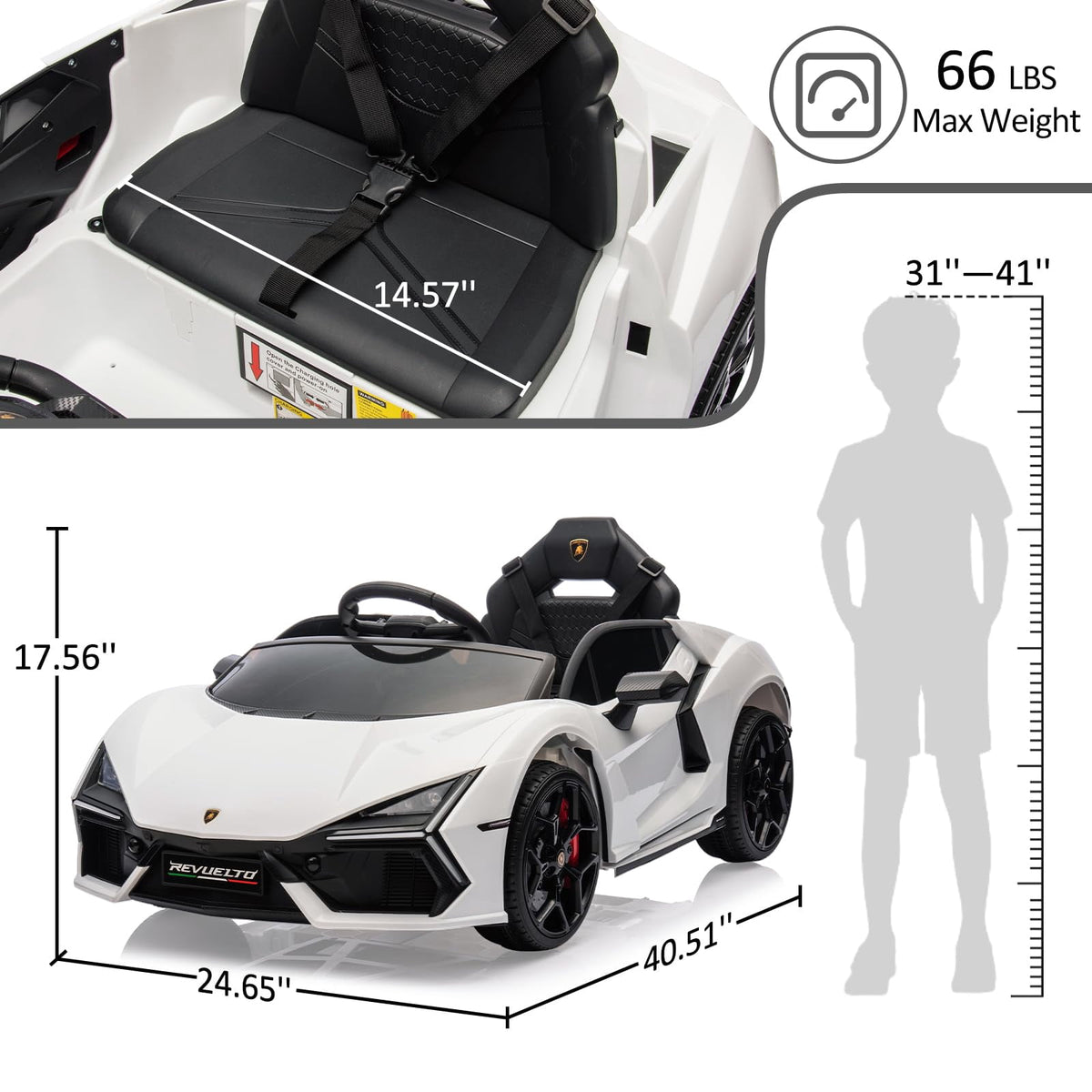Towallmark 12V Ride On Car for Kids, Licensed Lamborghini Revuelto Electric Vehicle, Battery Powered Sports Car Toy for Boys & Girls,Kids Christmas Gifts