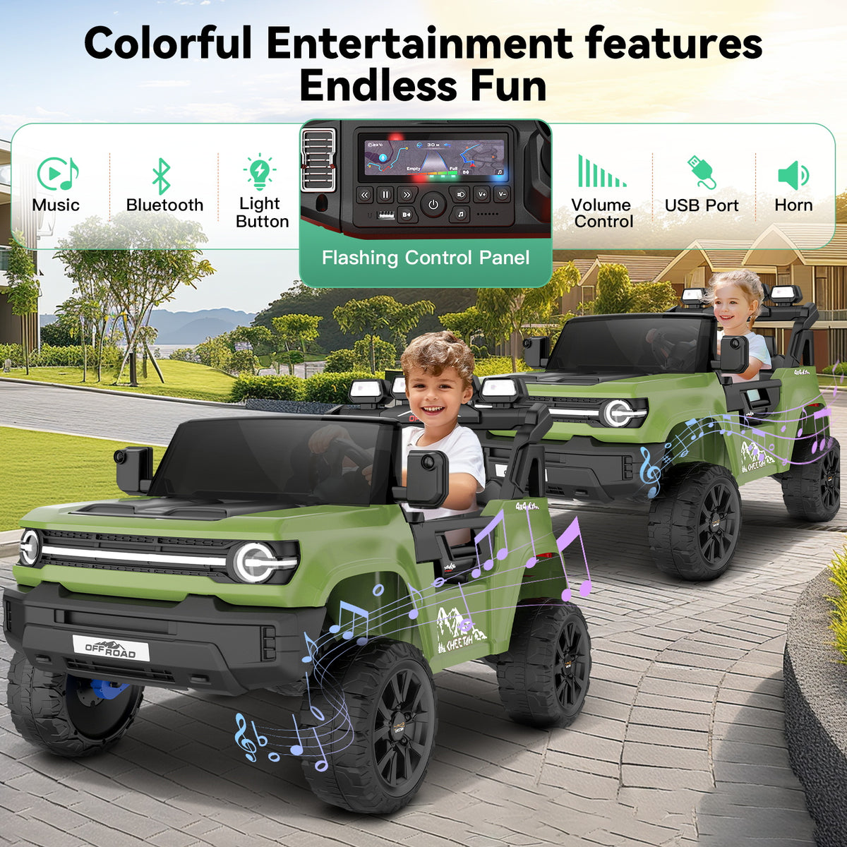 Farmdex 24V Ride on Toys with Remote Control, 2 XL Seater Electric Truck Car for Kids w/ 22'' Large Seat, 4WD/2WD Switchable, Powered Ride on Cars w/ Bluetooth, LED Lights, 3 Speeds, 4 x 200W, Pink