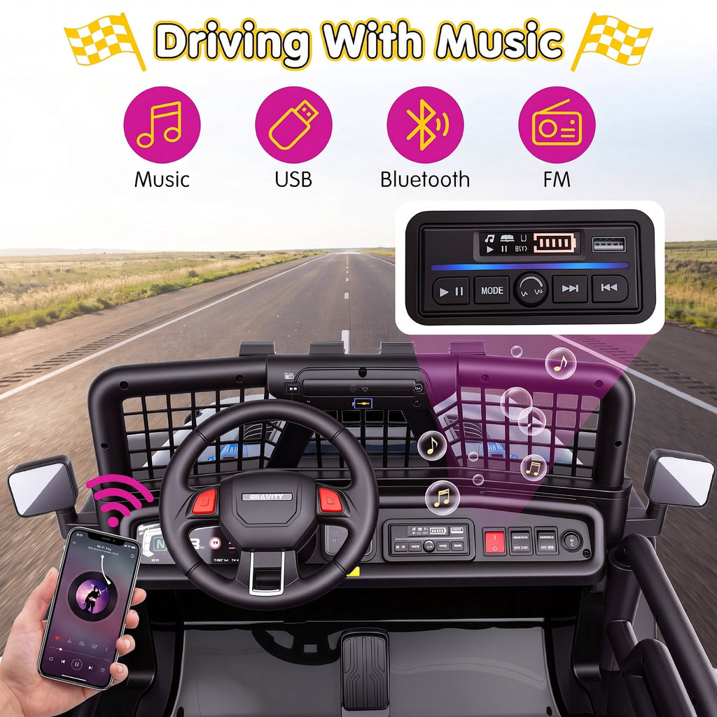 Farmdex 24 Volt 2 Seater Electric Truck Car for Kids, 400W Ride on Cars with Remote Control, Color Led Lights, Bluetooth Music, Spring Suspension,Powered Ride On Toys Gift for Boys & Girls