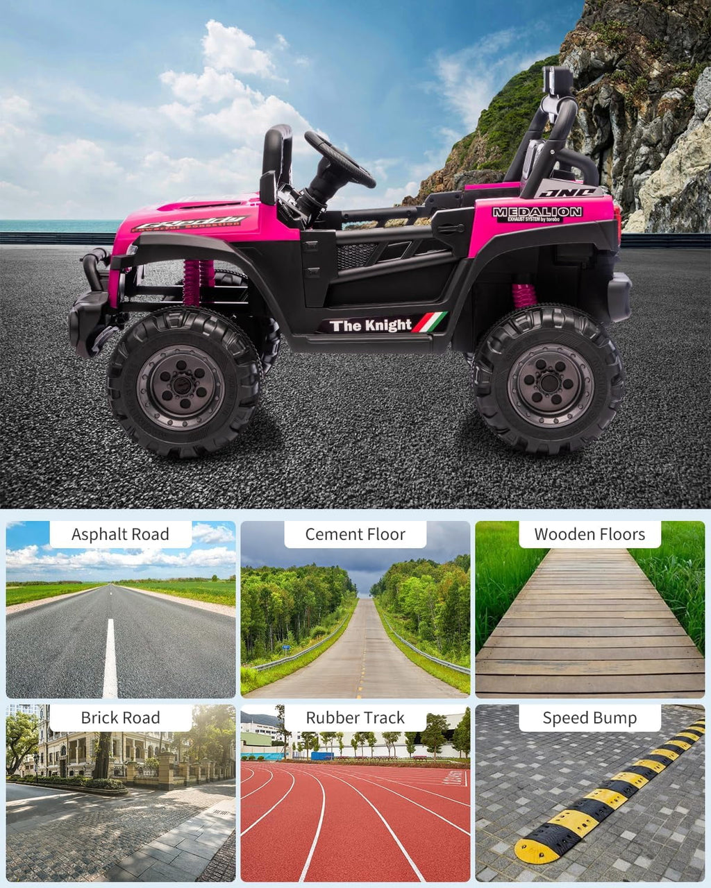 12V Electric Ride-On Truck, 4-Wheel Ride-On Car with Remote Control, 12V 7Ah Battery, Spring Suspension, LED Lights, Music, 66 Lbs