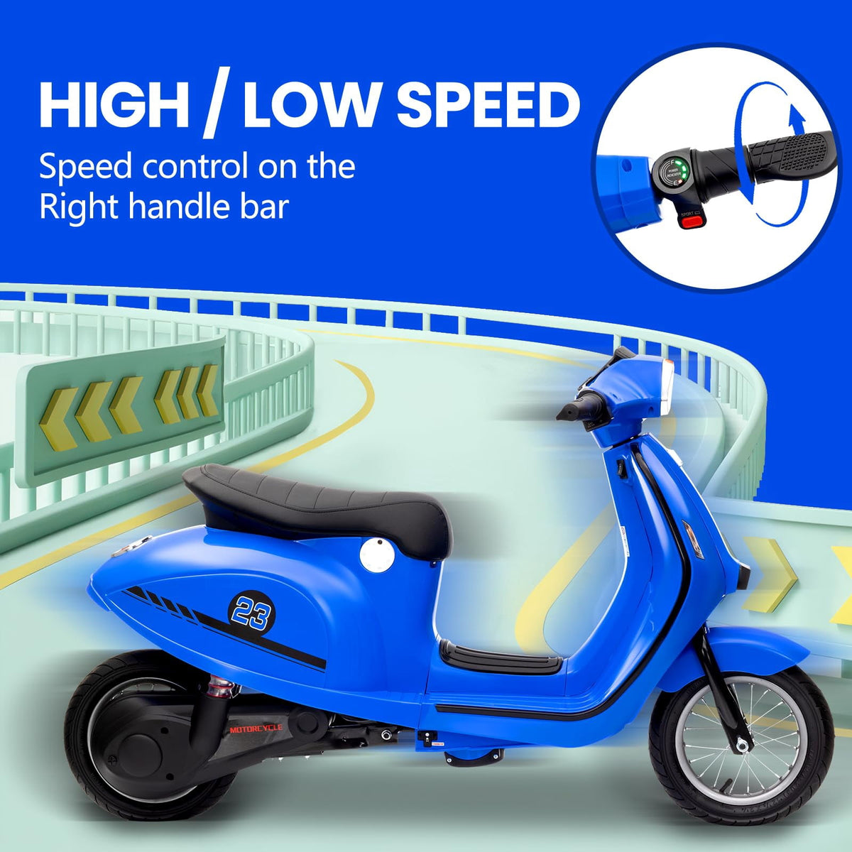 Towallmark Electric Motorcycle for Big Kids, 24V 350W Kids Ride on Moped, Max Up to 14MPH, with Rear Brake, Twist Grip Throttle & LED Light, Electric Motorbike for Kids/Teens 8-12