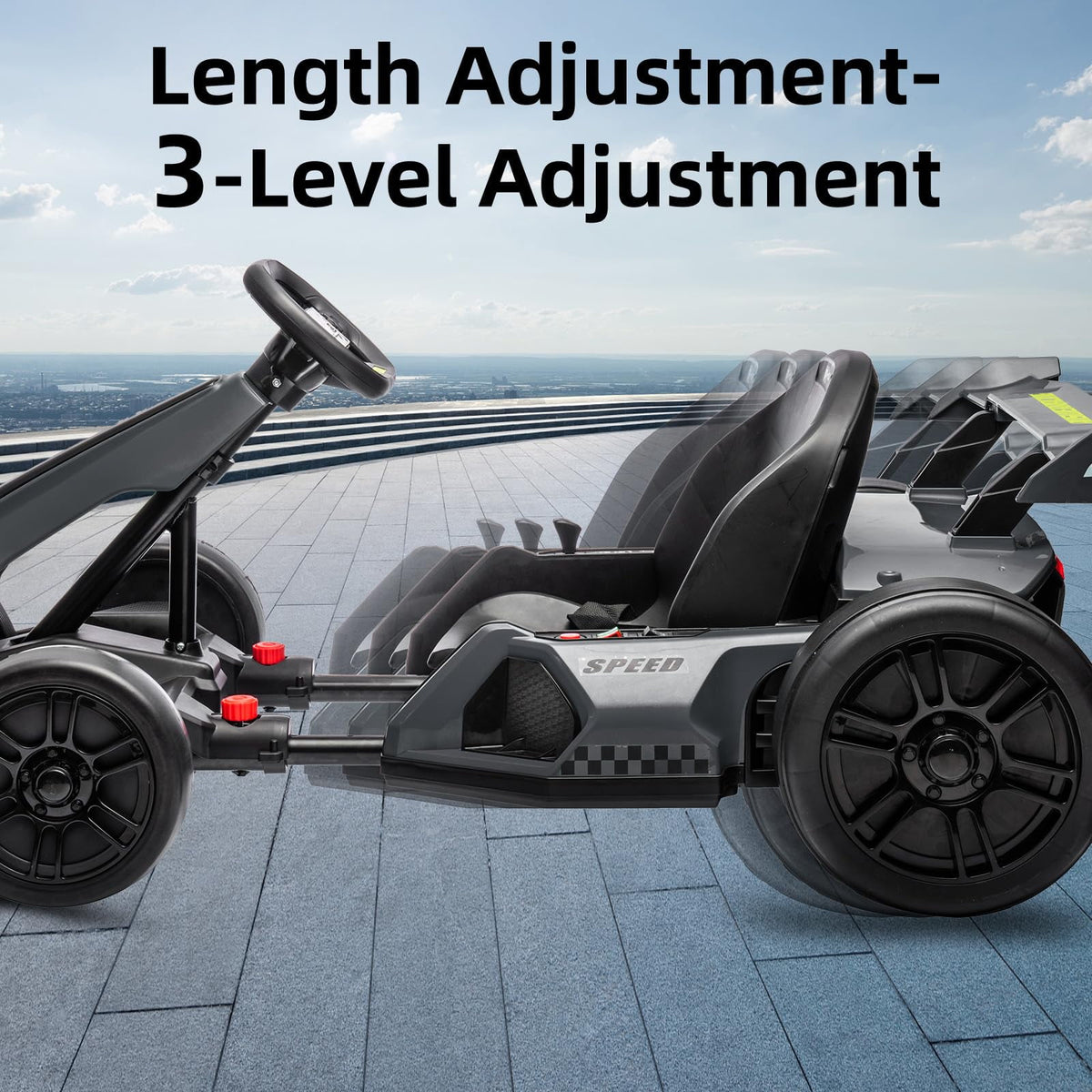 TROPOW Kids Cars Electric Ride On,24V Kids Go Kart,300W Powerful Electric Drift Kart Car with Adjustable Seat,IDE On Toy with 4 Speed Mode,Brake Pedal for Age 6-12,Christmas Gift for Kids,Gray