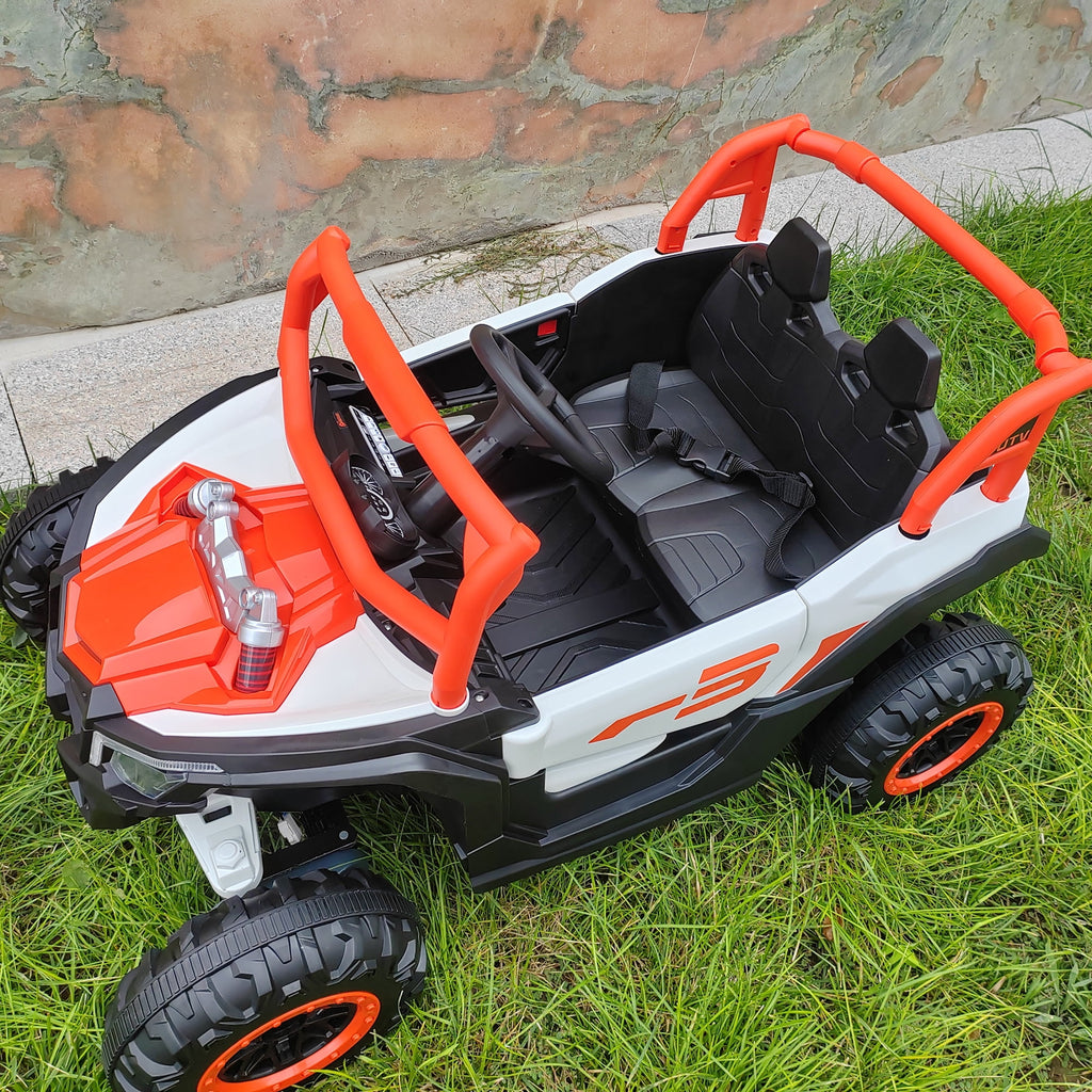 Sunnyfree 24 Volt Ride on Toys, 4WD Electric Car for Kids, Power Car Wheels with Remote Control, Bluetooth, Spring Suspension, LED Light, Pink