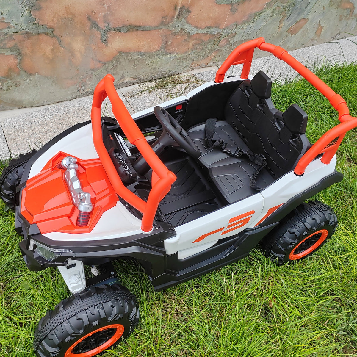 Sunnyfree 24 Volt Ride on Toys, 4WD Electric Car for Kids, Power Car Wheels with Remote Control, Bluetooth, Spring Suspension, LED Light, Pink