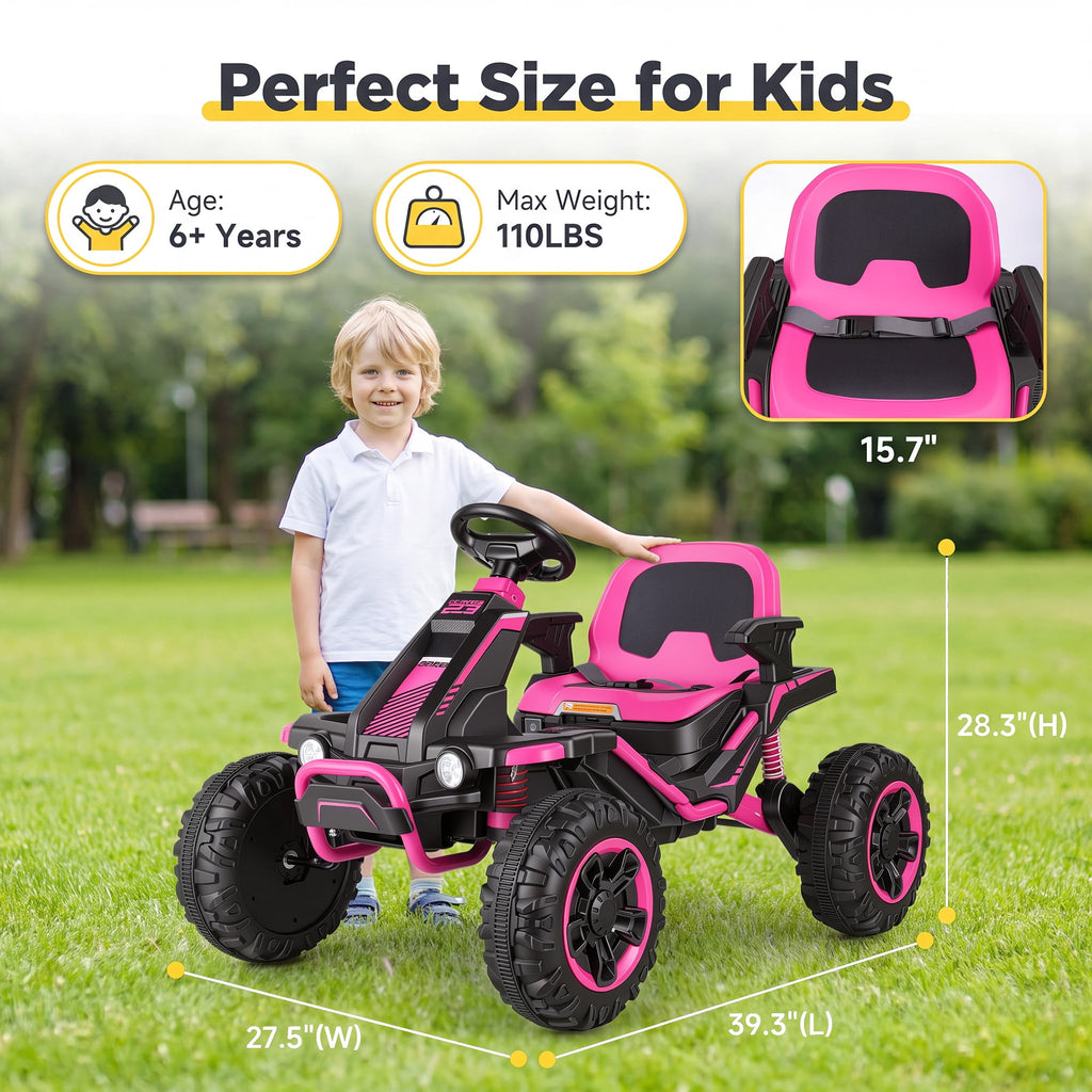 Funcid 36V Ride on Car for Kids, 4 Wheeler Electric Car with 600W Motors, Ride on Toy for Big Kids, Electric ATV with Spring Suspension, Bluetooth, Music, LED Lights, Pink
