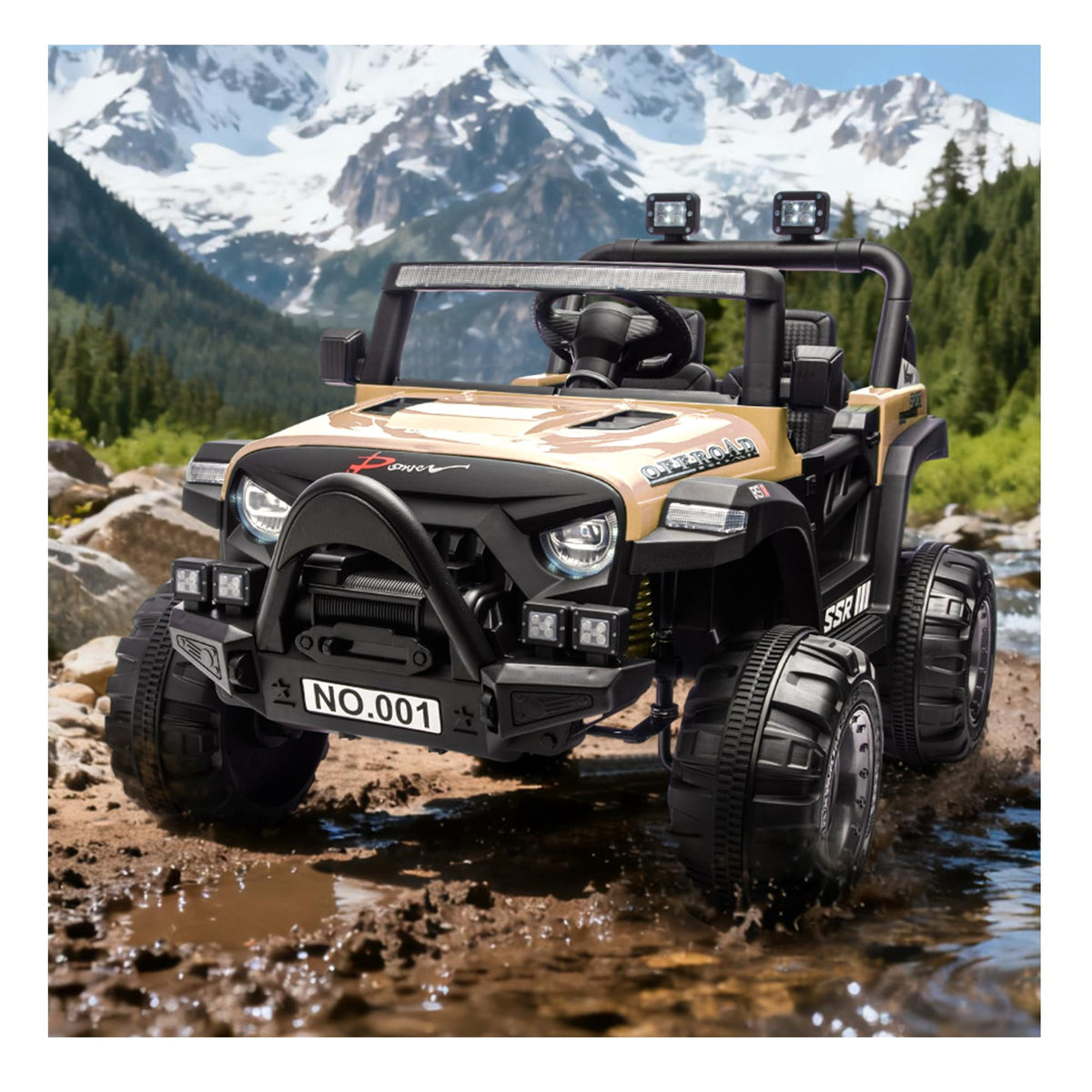 12V Kids Electric Ride-On Car – Parent Remote Control, 3 Speeds up to 4.1MPH, Spring Suspension, Seat Harness, Locking Doors, LED Headlights, wireless Music, Battery Powered Truck Toy