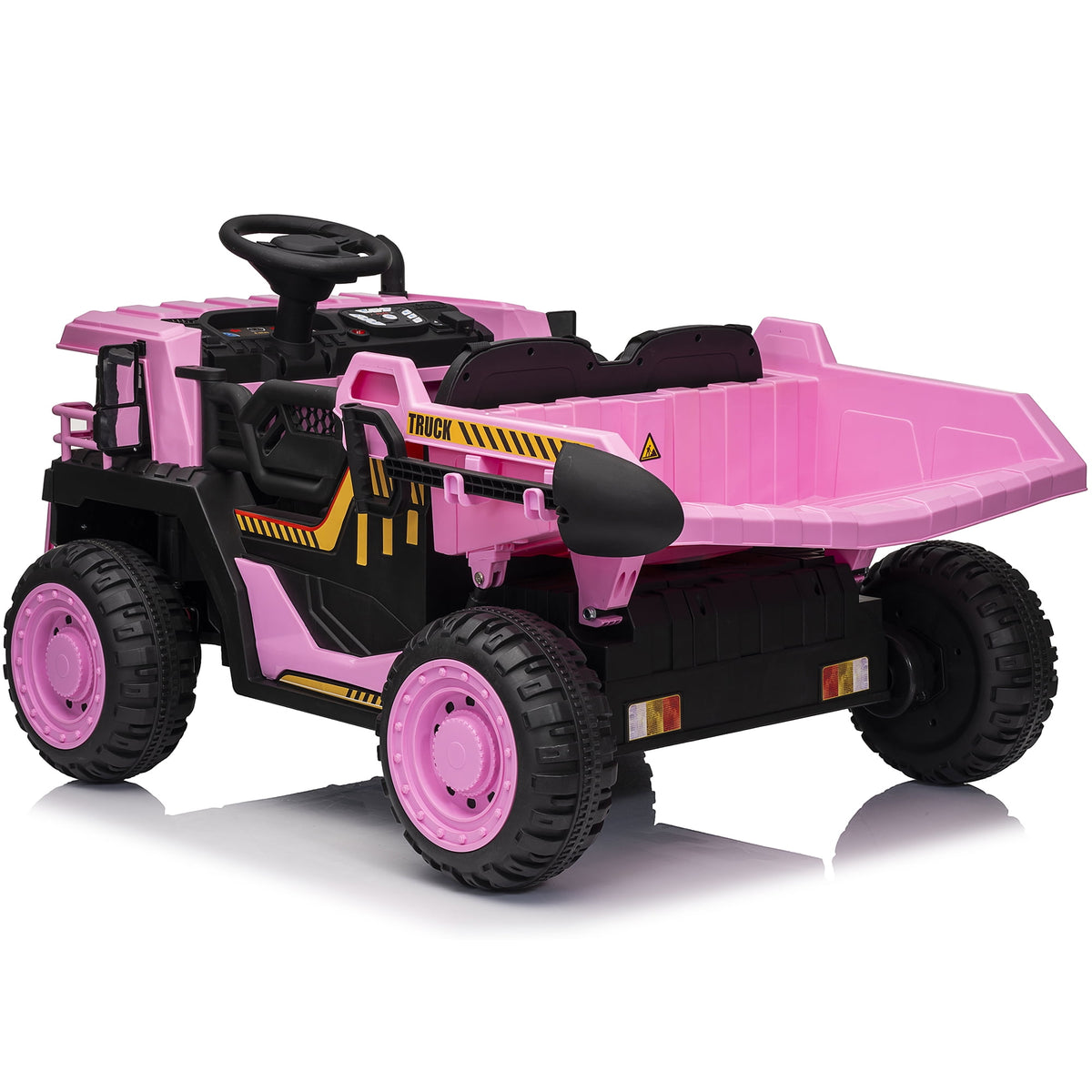 Funride 24V Ride on Toys 2 Seater Ride on Dump Truck w/ Remote Control w/ Dump Bed, 3 Speeds, Shovel, Bluetooth/Music, Big Kids, Yellow