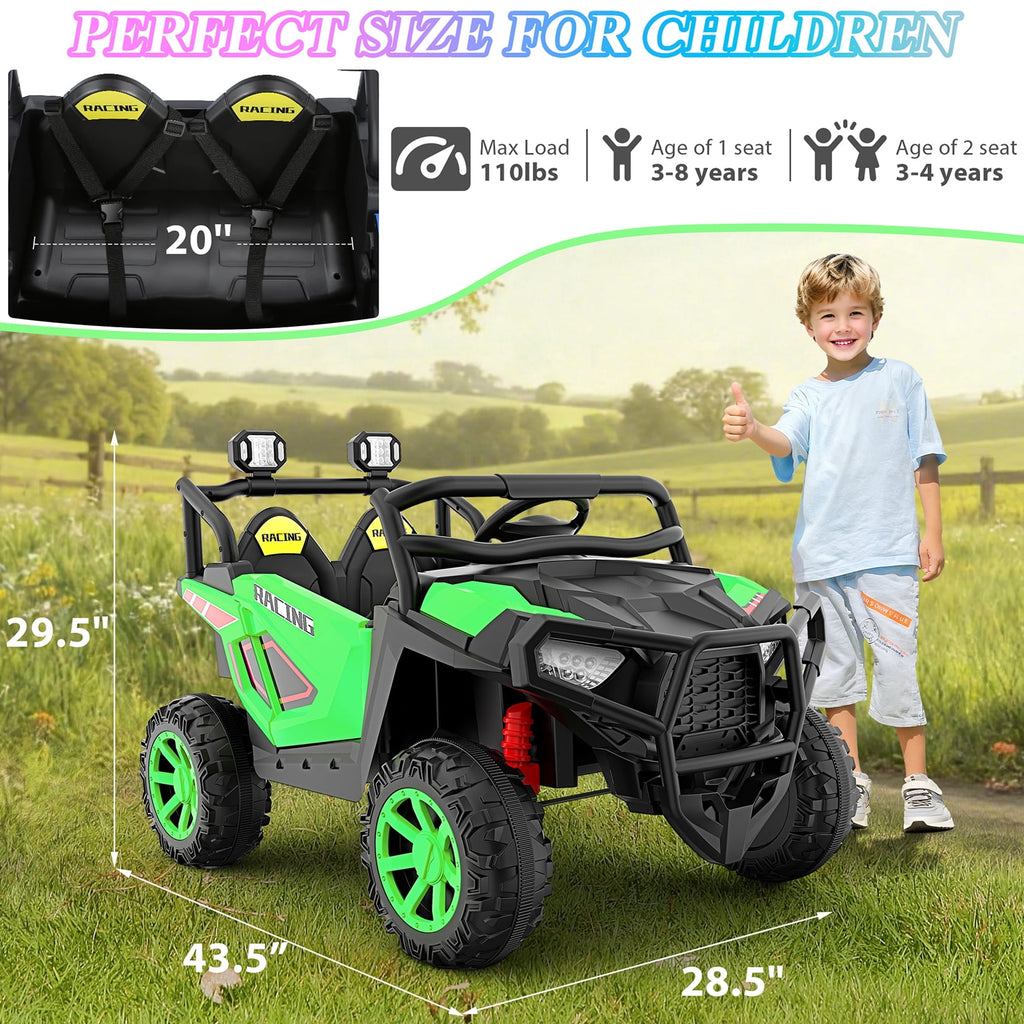 Funcid 24 Volt Ride on Toys, 2-Seater Ride on Cars with Remote Control, 400W Electric Car, Ride on UTV w/ Bluetooth, MP3, Seat Belts, Volume Adjustment, Suspension, Pink