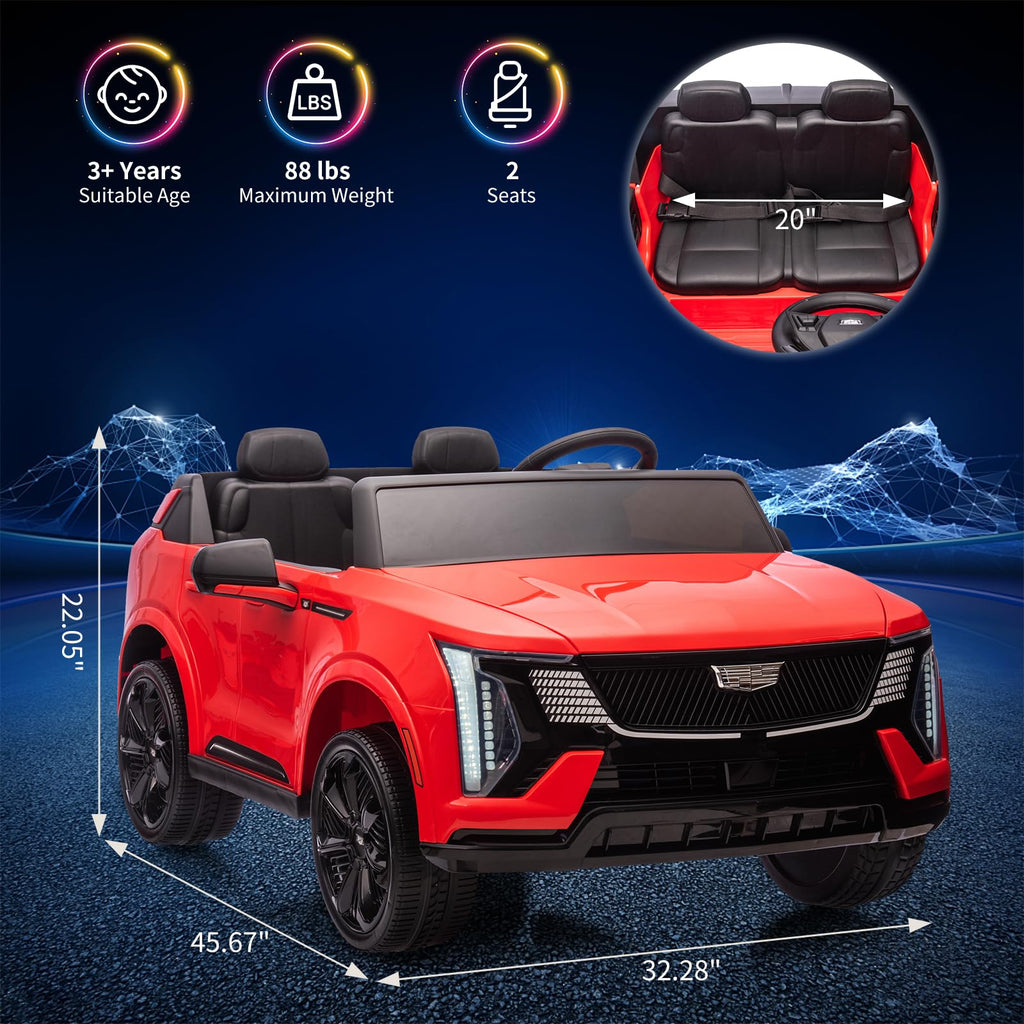 2 Seater Ride on Car for Kids 24V Licensed Cadillac Electric Car Toy Toddlers Battery Powered Ride on Truck with 2.4G Remote Control, Full-Wheel Suspension, Music, LED Lights, Blue