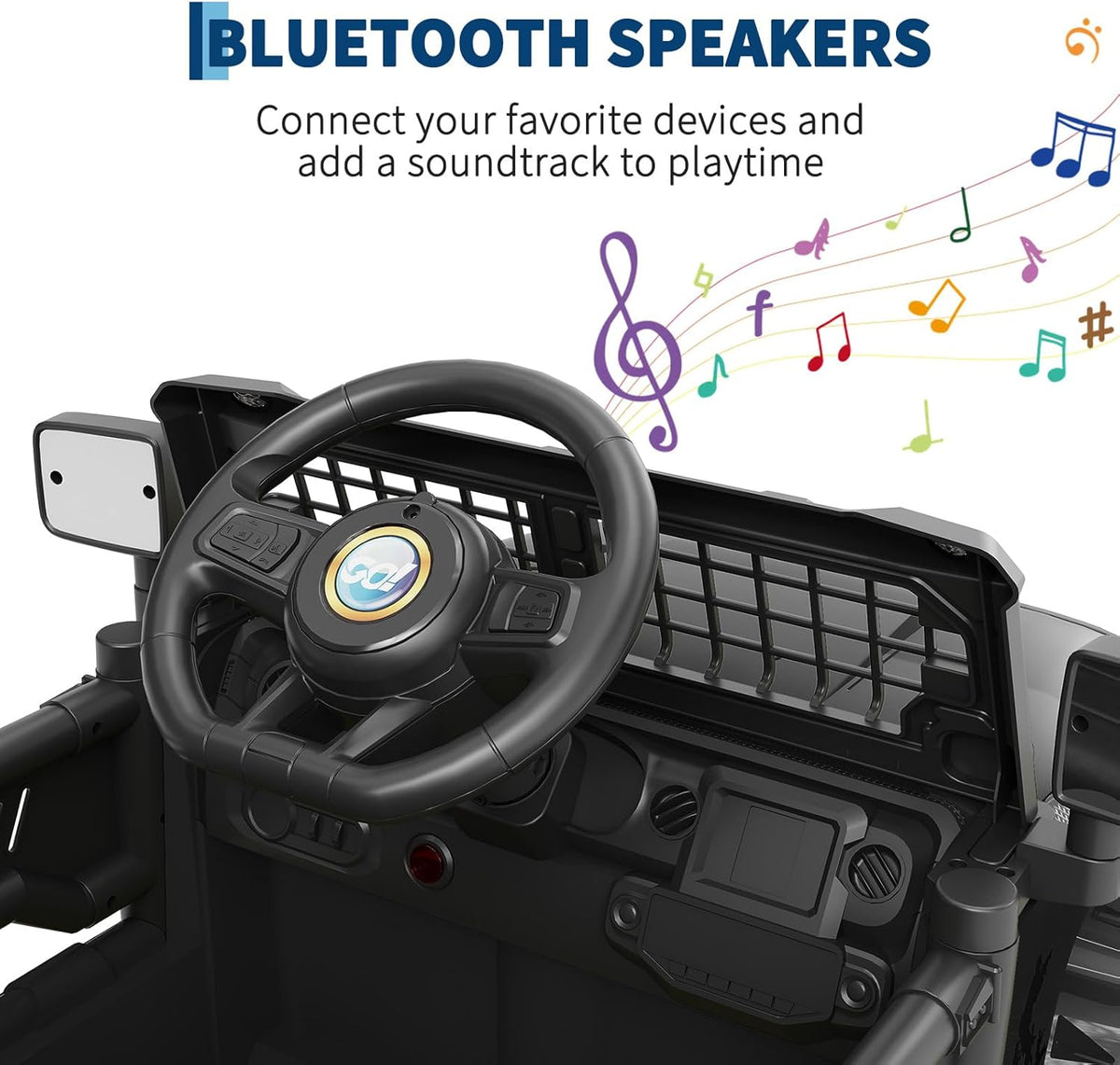 12V Electric Ride On Car with Remote Control, Off Road Ride On Vehicle with Bluetooth, LED Lights, Spring Suspension, Adjustable Seat Belt, All Terrain Tires, 61 lbs Capacity