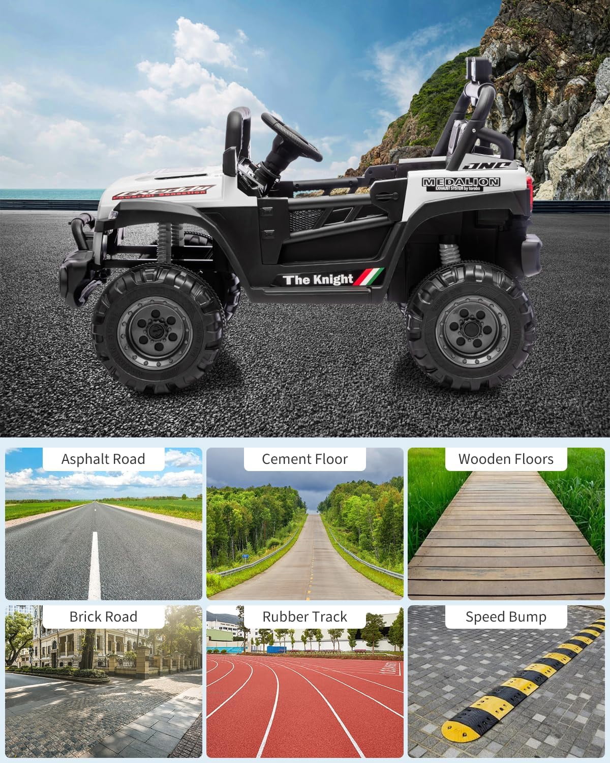 12V Electric Ride-On Truck, 4-Wheel Ride-On Car with Remote Control, 12V 7Ah Battery, Spring Suspension, LED Lights, Music, 66 Lbs