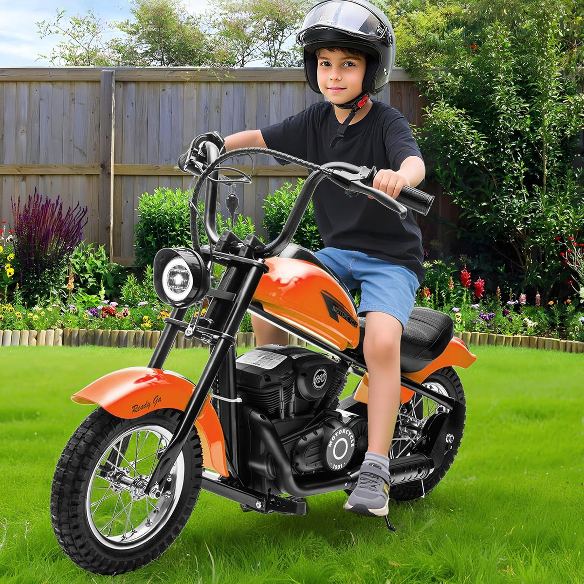 24V Electric Dirt Bike, 300W Chain-Driven Motor, Up to 15 MPH, 2-Speed, 10-Mile Range, 12" Air-Filled Rubber Tires, Leather Seat, Hand Brake, LED Lights, 150 Lbs