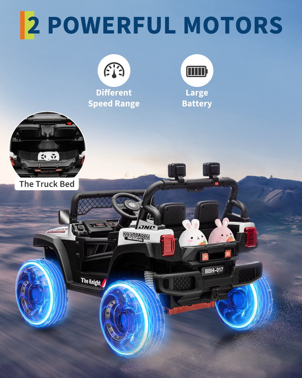 12V Kids Ride-On Truck – Dual 550W Motors, Remote Control, 3-Speed up to 6MPH, Spring Suspension, LED Lights, Music, Safety Belt, Storage – Electric Toy Car for Kids Ages 2-8 – Rose Red